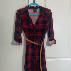 Derek Heart Red and Black Cuffed Sleeve Dress